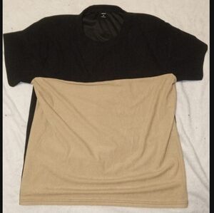 Mens NWOT Shein Tan and Black Color block Shirt, Feels Like Soft Cordoroy